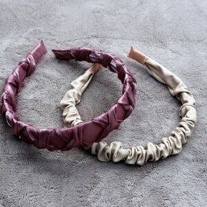 🚨3 for $15🚨 Set of Two Faux Leather Headbands - Purple and Cream
